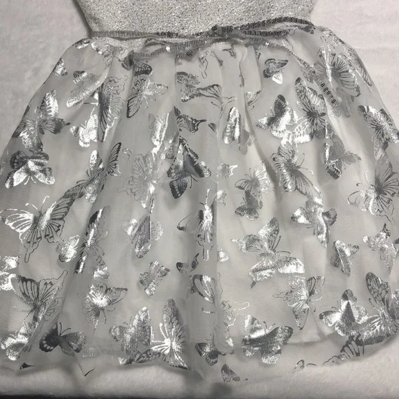 🐇🐣Easter Dress White and silver glittered dress With foiled butterflies - Picture 3 of 7